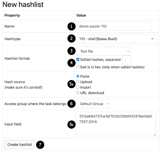 New Hashlist creation